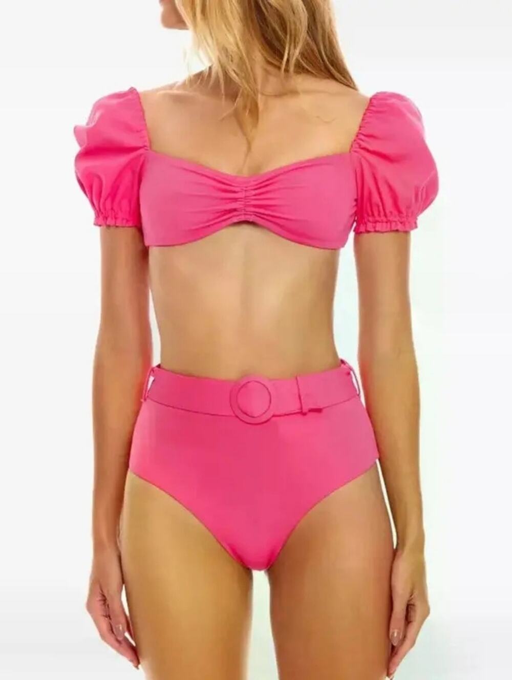Agua Bendita Romina Luau Bikini Set Pink Fuchsia Top L Bottom L NWT